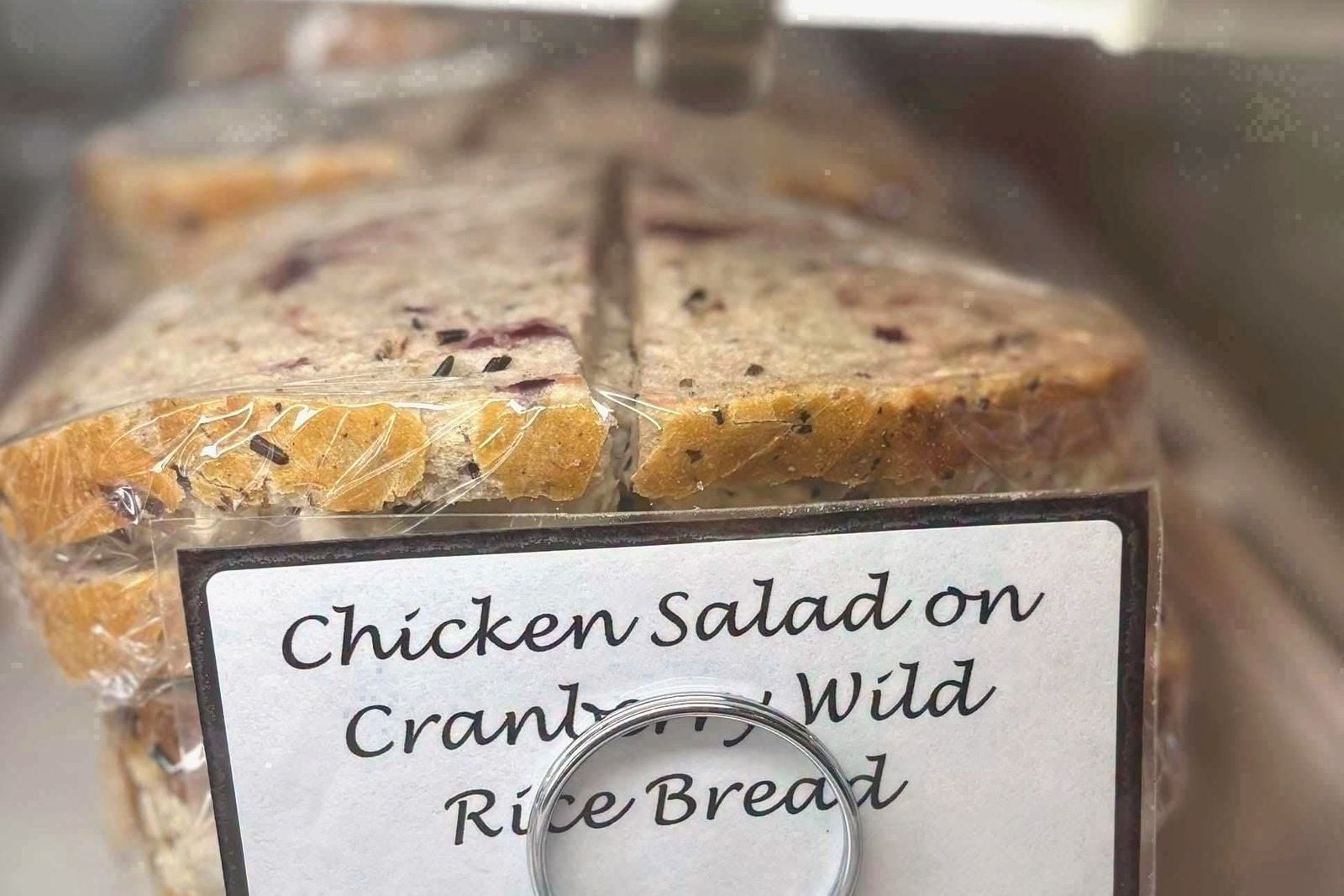 Chicken salad sandwich on cranberry wild rice bread